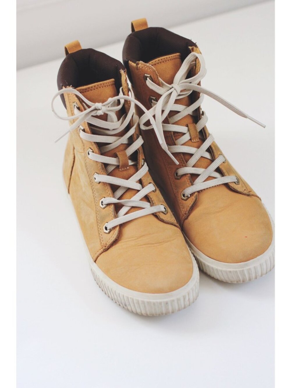 Timberland Skyla Bay High-Top Tan Sneakers Boots Leather Lace-Up Womens 8 - Picture 6 of 8
